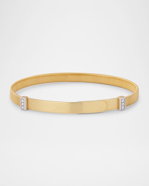 Marco Bicego 18K Yellow Gold Coil and Diamond Thin Bangle Bracelet
