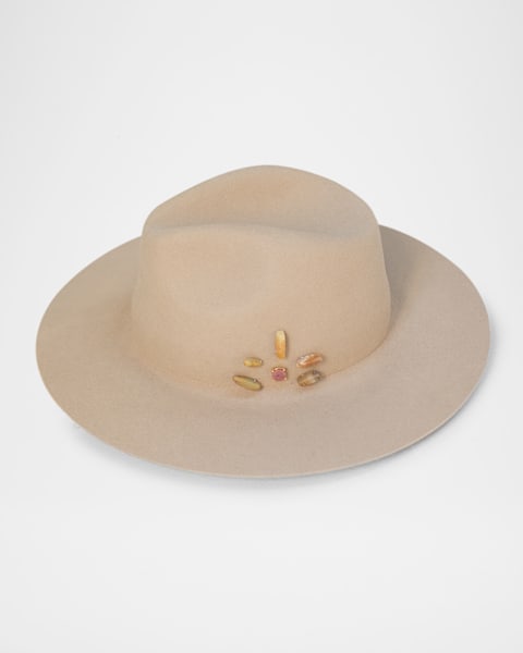 Georgina Embellished Wool Felt Fedora Hat