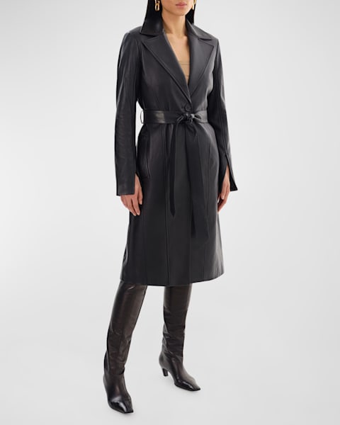 Isabel Marant Freanne Snakeskin-Print Linen Belted Trench