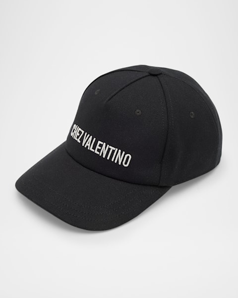 Valentino Garavani Hat VLTN Black Wool Logo Baseball Cap