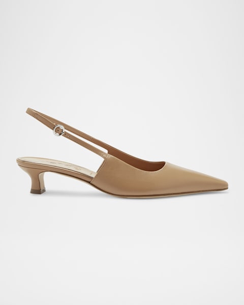 Catrina Leather Kitten-Heel Slingback Pumps | Neiman Marcus