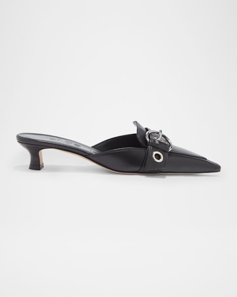 Balenciaga Knife Leather Bow Mule Pumps | Neiman Marcus