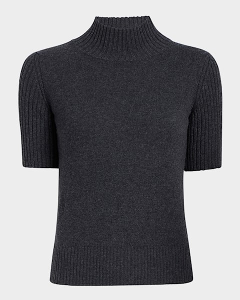 Women's Cashmere Blend Short Sleeve Sweater - Summer T-Shirt Style Pullover Top