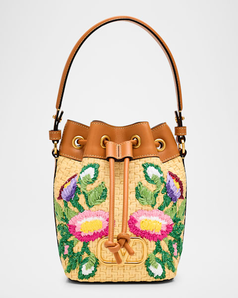 Valentino Garavani Rockstud Drawstring Leather Bucket Bag