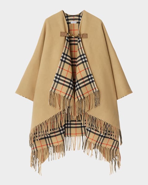 By Malene Birger Turtma Fringe-Trim Wool Poncho | Neiman Marcus