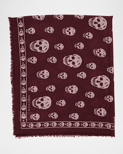 McQueen Silk Shawl W/ Exploded Skull | Neiman Marcus