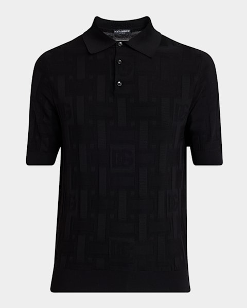 Prada Men's Cotton-Silk Striped Polo Shirt | Neiman Marcus