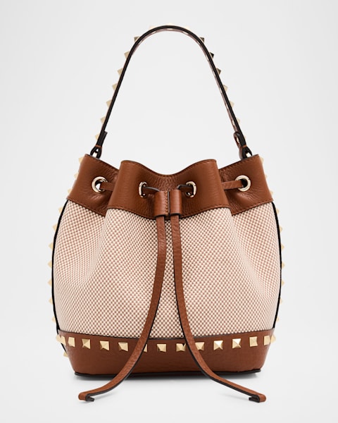 【Valentino】ROCKSTUD DRAWSTRING BAG◆6W2B0R11QCE Valentino Garavani Rockstud Drawstring Leather Bucket Bag