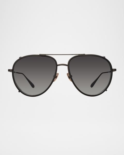 Linda Farrow Marcelo 18K Gold-Plated Titanium Aviator  display picture 2