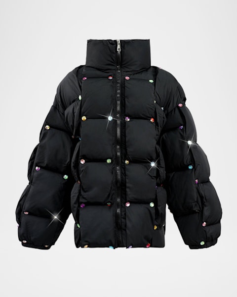 Kid's Robinson Check Hooded Down Puffer Suit, Size Newborn-6