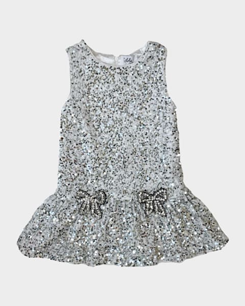 Girl's Sequin Dress W/ Bows, Size 4-14