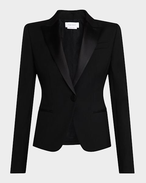 Co Satin-Trim Single-Breasted Tuxedo Jacket | Neiman Marcus