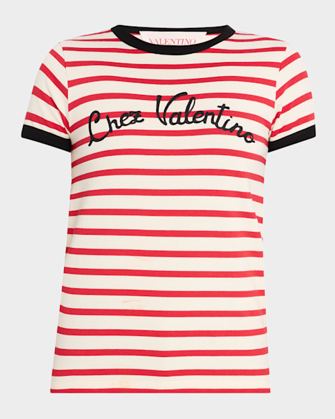 Valentino Garavani V-Logo Print Cotton Jersey T-Shirt