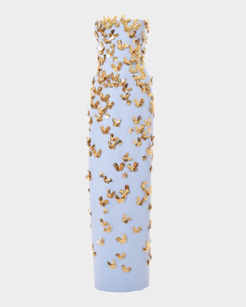 Carolina Herrera Draped Strapless Column Gown With Gathered