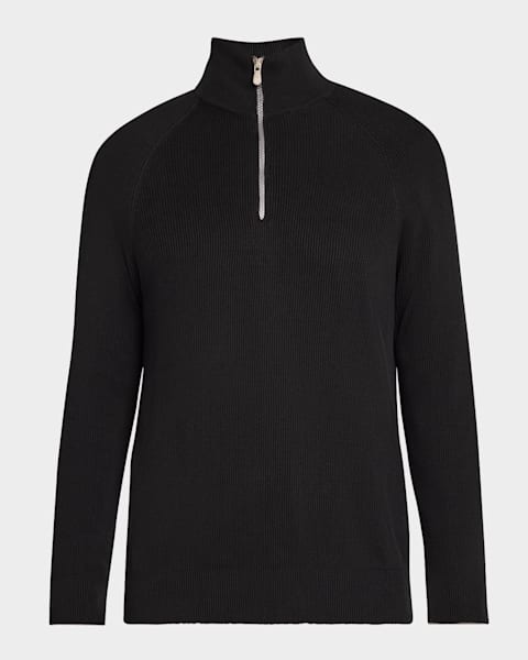 Prada Men's Ribbed Zip Sweater | Neiman Marcus