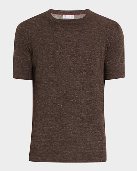 Tシャツ・カットソー BRUNELLO CUCINELLI Brunello Cucinelli Brown BRUNELLO CUCINELLI crew neck T-shirt dark brown/white