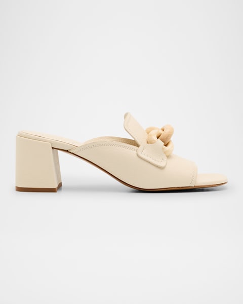 Pedro Garcia Enna Metallic Leather Chain Loafer Mules