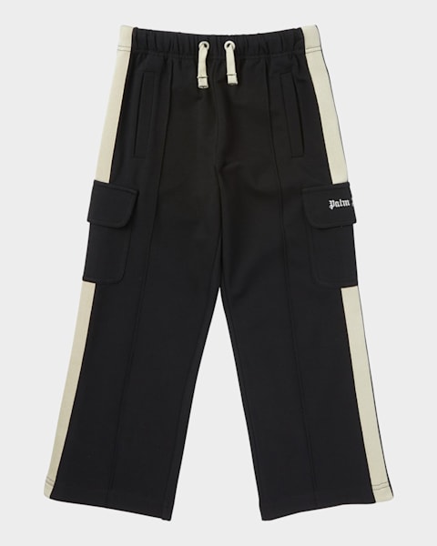 Girl's Wide Leg Logo-Print Track Pants, Size 4-12