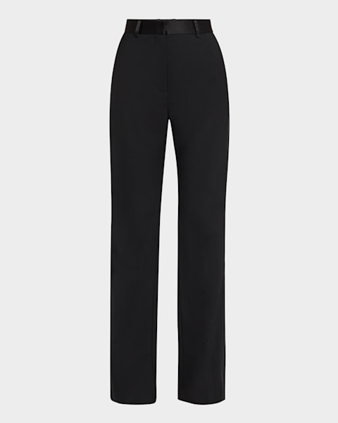 Stella McCartney Wide-Leg Wool Tuxedo Trousers | Neiman Marcus