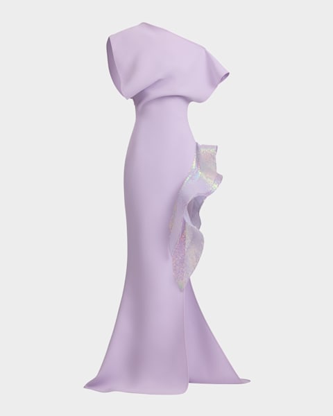 Oriana Draped Silk-Satin Gown