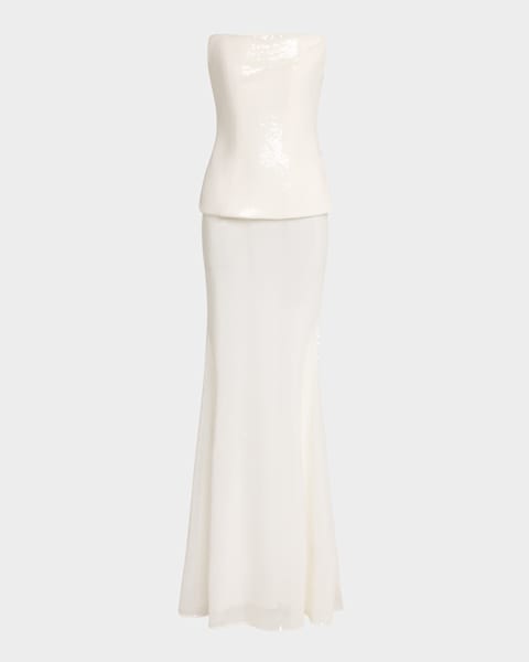 Maria Lucia Hohan Kiera Strapless Bustier Metallic Plisse