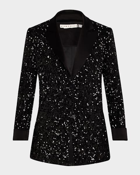 ジャケット ROTATE Birger Christensen Black oversize blazer with sequins ROTATE Birger Christensen Black oversize blazer with sequins
