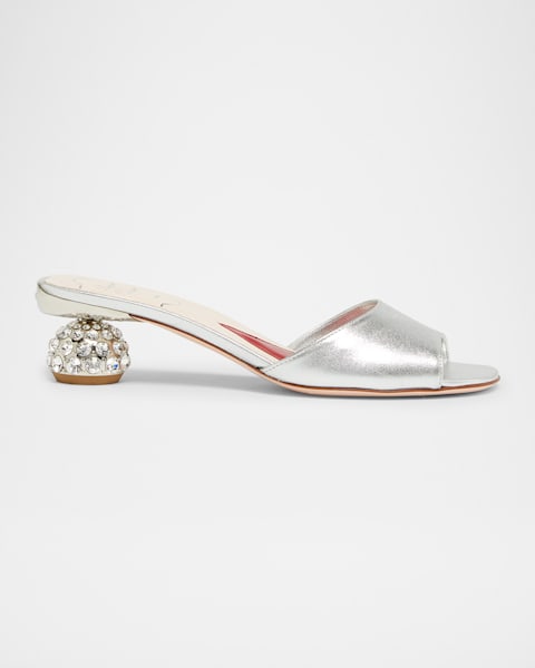 Leather Barocco-Heel Sandals