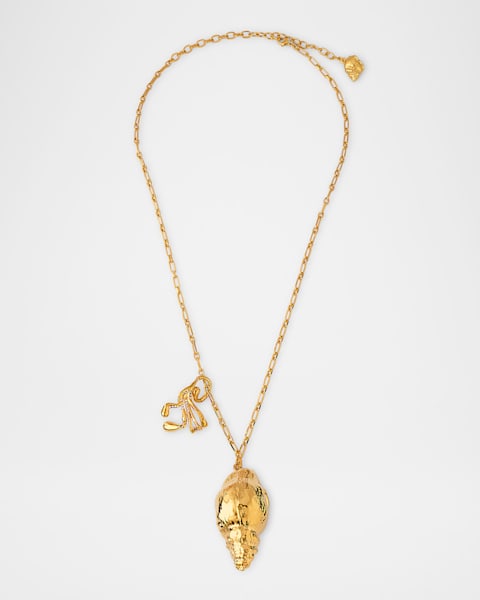 Kenneth Jay Lane Gold-Plated Shell Pendant Necklace | Neiman Marcus