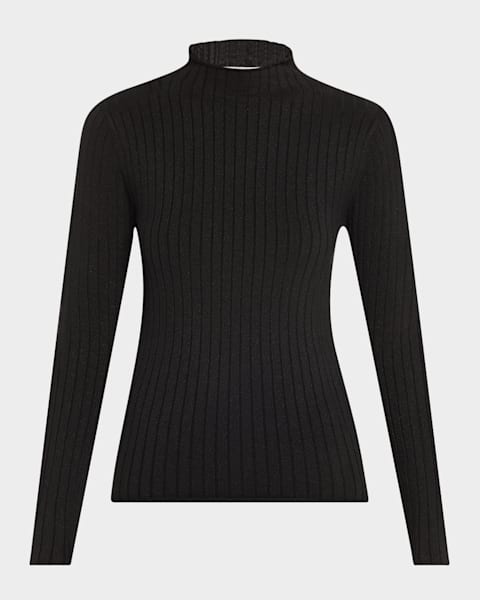 ALICE + OLIVIA Lip Sync Delaina Long-Sleeve Mesh Cropped Top