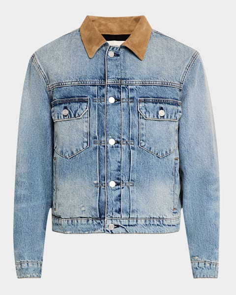 Burberry Men's Embroidered Denim Jacket | Neiman Marcus