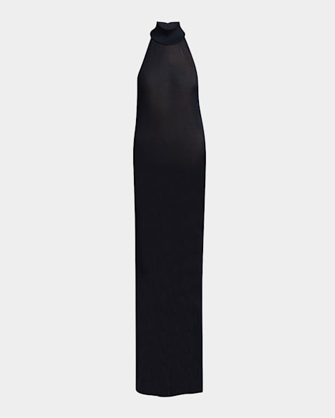 TOM FORD Metallic Knit Open-Back Slit Maxi Dress | Neiman Marcus