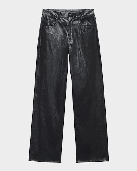 パンツ Loulou Studio SS25 FIGARI LEATHER PANTS (FIGARI WOOD) Figari Wide-Leg Leather Pant