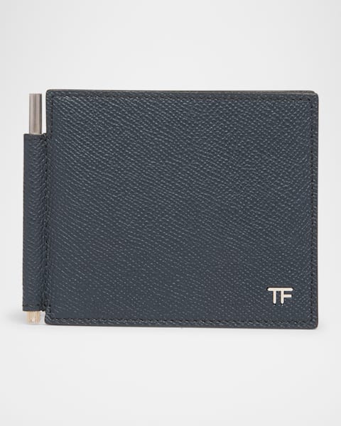 Check Money Clip Card Case in Charcoal - Men, Canvas