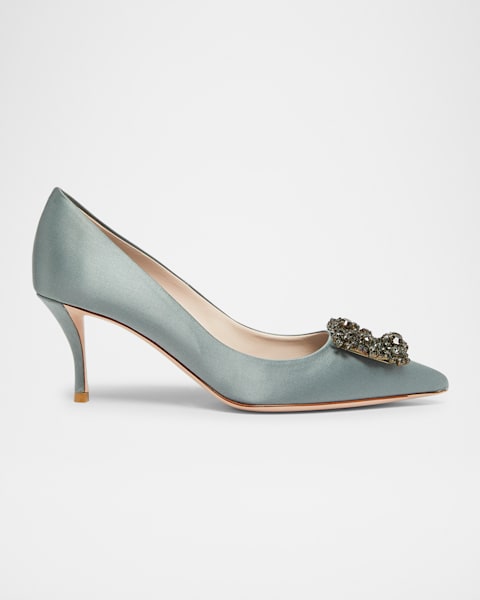 Roger Vivier Viv In The City Leather Buckle Pumps | Neiman