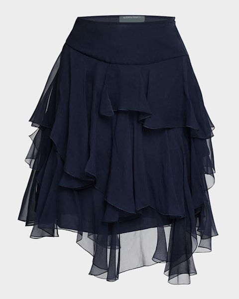 Loewe Ruffled Aysmetric Hem Mini Skirt | Neiman Marcus
