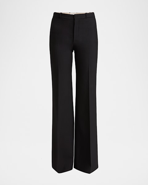 Stella McCartney High-Rise Flare Crepe Trousers | Neiman Marcus