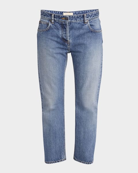 THE ROW Riaco Mid-Rise Straight-Leg Ankle Jeans | Neiman Marcus