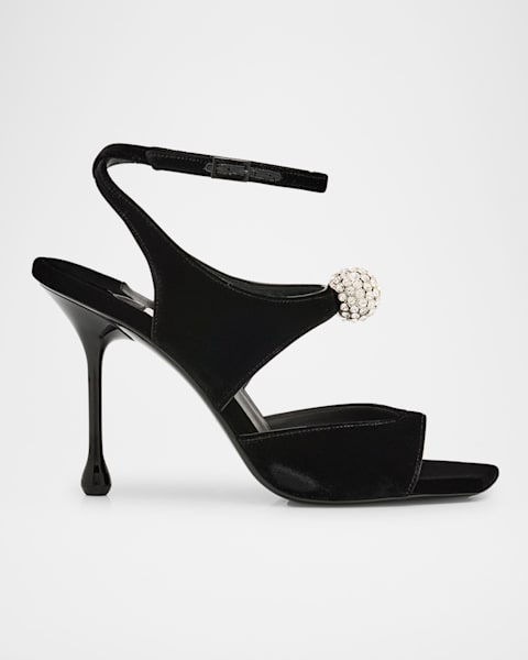 Jimmy Choo Crystal Velvet Ankle-Strap Sandals | Neiman Marcus