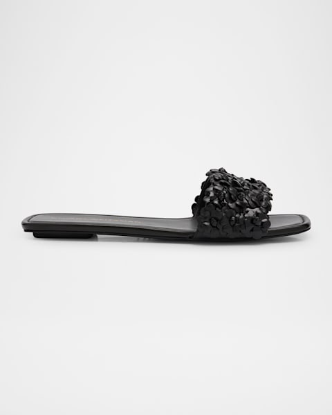 Stuart Weitzman Meadow Flower Leather Slides | Neiman Marcus