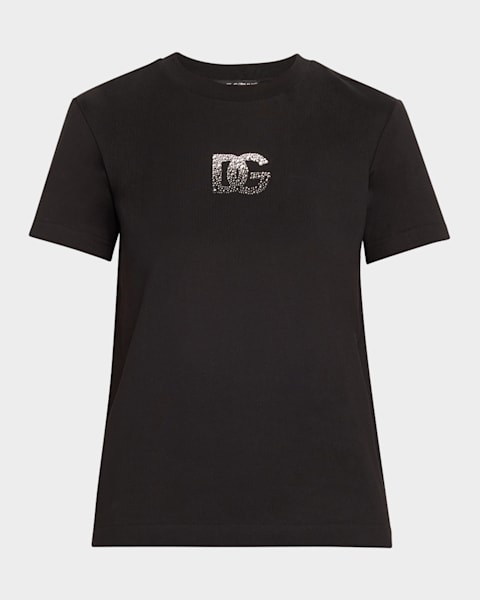 Marc Jacobs Crystal Logo Short-Sleeve Oversized T-Shirt