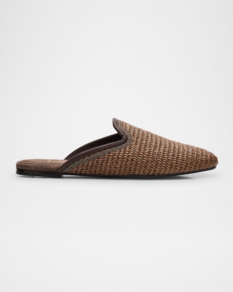サンダル・ミュール Brunello Cucinelli Suede Mule With Monili Detail Brunello Cucinelli Monili-detail Suede Slippers | Grey