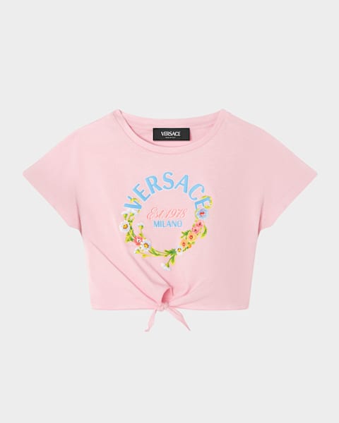 Girl's Floral Logo-Print T-Shirt, Size 6-14
