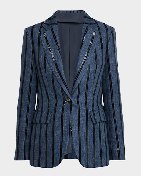 アウターその他 BRUNELLO CUCINELLI Woman Blazer Blue MG5227391 C4227 $5995 Brunello Cucinelli Women Blue Double Breasted Suit