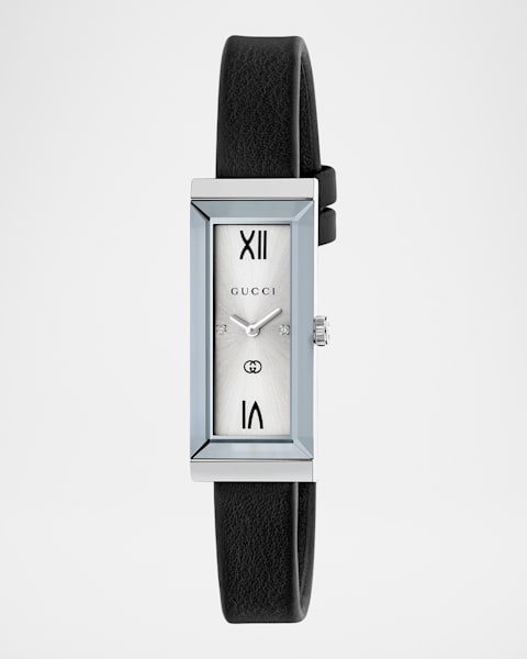 Gucci 32mm Diamantissima Watch with Leather Strap, Black/Rose