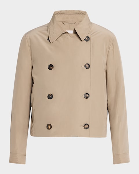 【ブルネロクチネリ】 Jackets - Cropped Jackets ジャケット Brunello Cucinelli Indigo Single-Breasted Crop Jacket