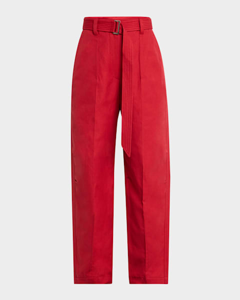 Brunello Cucinelli Pleated Straight-Leg Ankle Cotton Pants