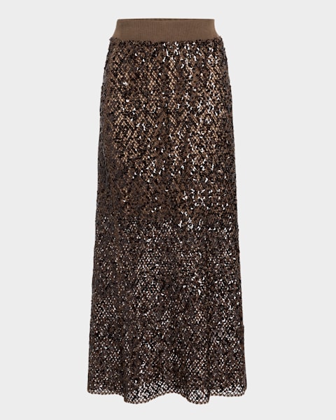Brunello Cucinelli Regimental Paillette Crispy Silk Chiffon