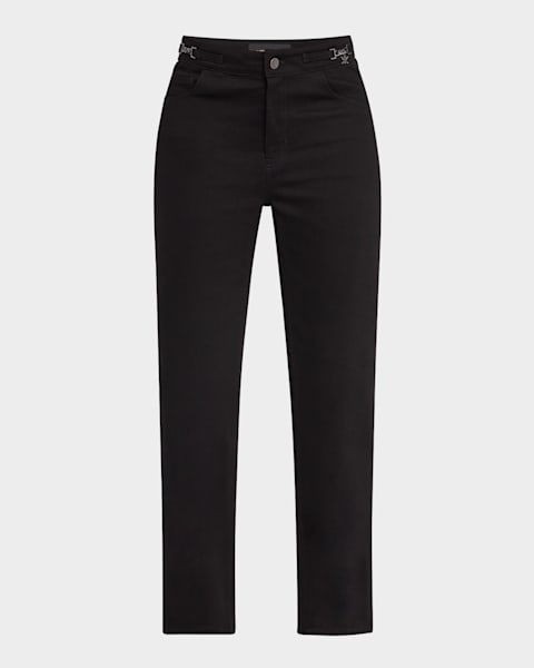 【Proenza Schouler】 High-riseストレートパンツ Proenza Schouler High Rise Cotton/linen Blend Pants - Black