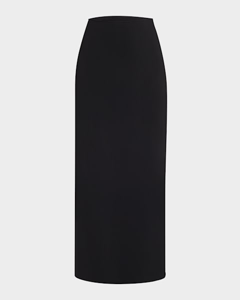 Saint Laurent High-Waist Satin Pencil Skirt | Neiman Marcus