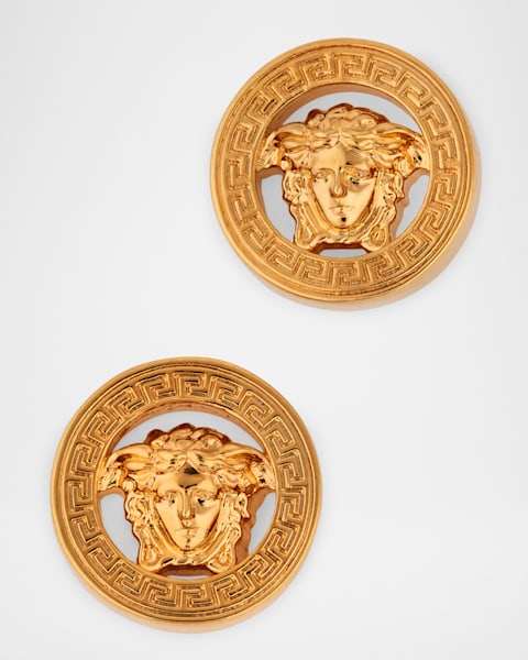 Versace Men's Golden Medusa Head Earrings | Neiman Marcus